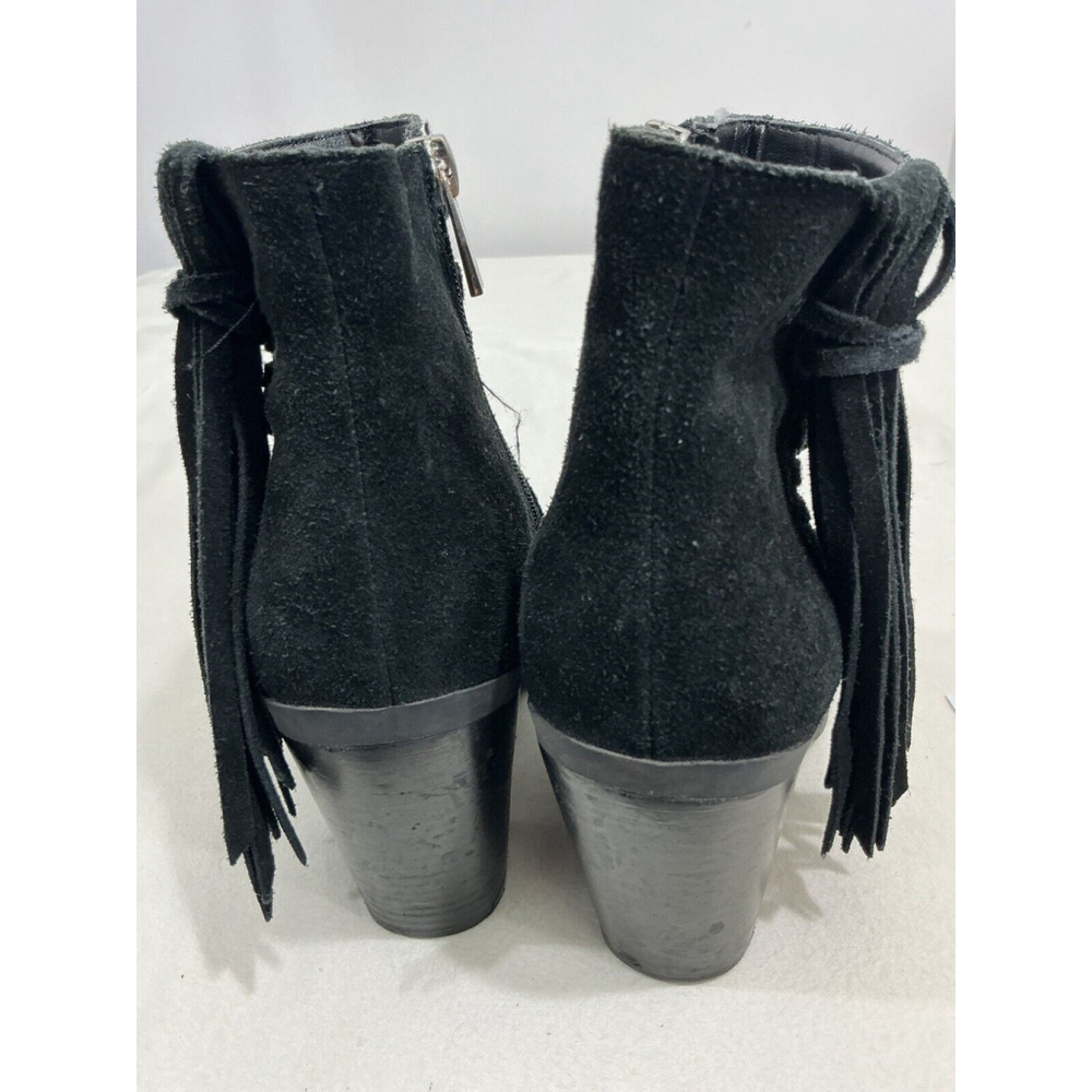 Womans Jessica Simpson Chassie Black Suede Tassel Block Heel Ankle Boots 7.5 M - Picture 5 of 9